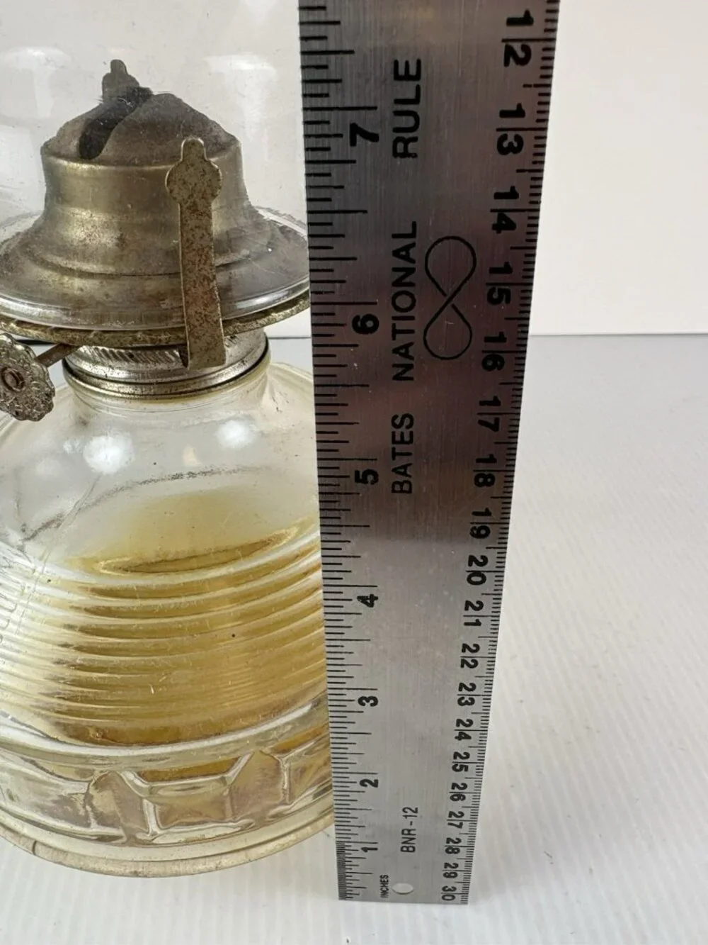 Vintage Lamplight Farms Glass Oil Lamp | Block Ribbed | 70s Farmhouse Decor